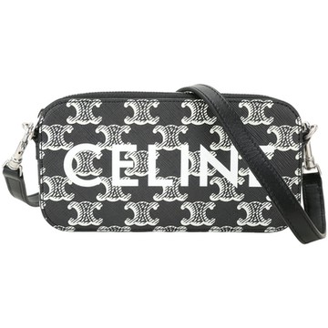 CELINE 賽琳 Triomphe 老花帆布斜背包(黝黑色)