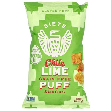 Siete, 無穀物膨化零食，辣椒酸橙，4 盎司（113 克）