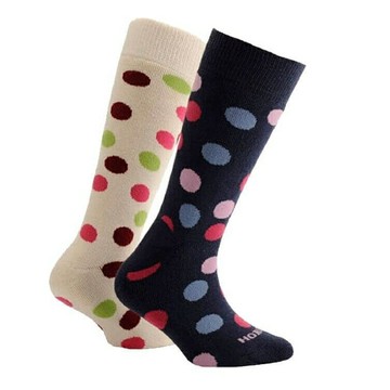 Horizon 兒童襪/雪襪/厚襪/戶外襪 中長筒 HO-2232 圓點 兩雙一組