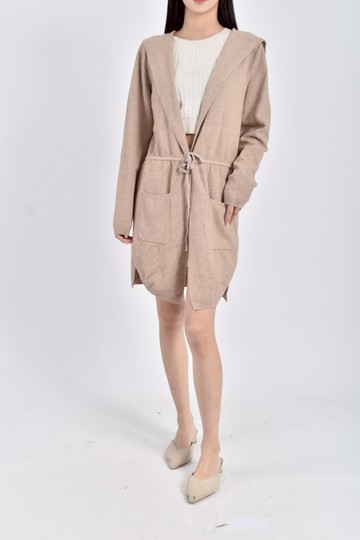 (M) moss club質感棉質連帽長袖棕色罩衫