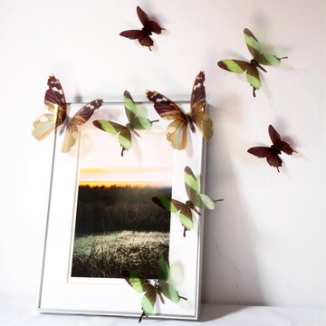 HomePlus 3D夢幻蝴蝶 綠色 18入/組 立體壁飾 壁貼 婚禮小物