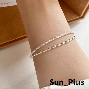 Sun_Plus 台灣現貨 臻耀08 滿天星米粒雙層手鍊 簡約小眾設計高級感首飾閨蜜禮物 手鍊 飾品 手環 手鐲