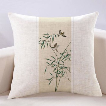 現代中式小清新竹子書房民宿抱枕簡約翠竹高檔紅木沙發臥室大靠背