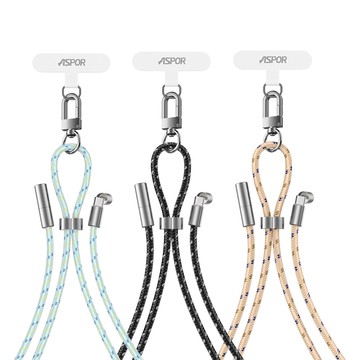 【ASPOR】3IN1潮流小物編織掛繩 100W快充 USB-C to USB-C 傳輸充電線 附墊片(180cm)