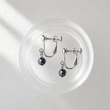 最後一件 6mm 簡約 赤鐵礦 天然石耳環 - berry -hematite-