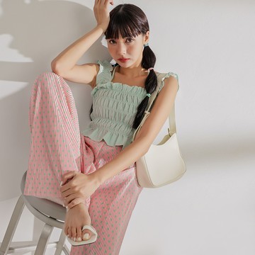 夏日荷葉抽褶上衣-水藍【KT223147】-4色