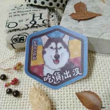 哈士奇-吃貨出沒-防水車貼-防水貼紙-安全帽貼紙