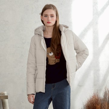 【CUMAR】連帽可拆式合身科技羽絨棉外套 粉 綠 灰(魅力商品)