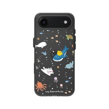 iPhone Air Clear (相機按鈕) 酷墨灰 - 懶散兔與啾先生 Lazy Rabbit and Mr.Chu - 海洋