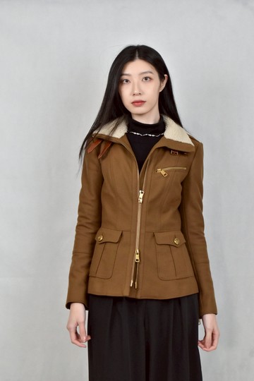 (XS（含）以下) burberry棕色拼接外套