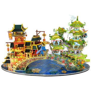 拼界王國盒裝3D立體金屬拼裝模型手工DIY拼圖 斷橋相會 緣起 緣再【益三和】可開發票