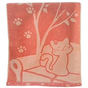 SHING LONG TEXTILE 台灣興隆毛巾 微笑貓咪無捻紗純棉毛巾 110g 精梳棉  1個  粉色