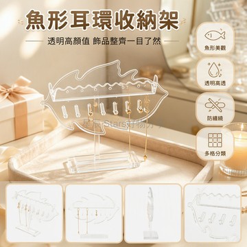 台灣出貨 透明葉片造型 掛牆式首飾收納架 耳杯掛鏈分區設計 鏡櫃浴室免打孔置物 宿舍桌面整理 防纏繞展示架