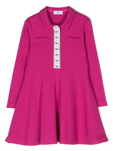 Chiara Ferragni Kids - logo-trim long-sleeve dress - kids - Polyamide/Viscose/Spandex/Elastane - 6 yrs - Purple