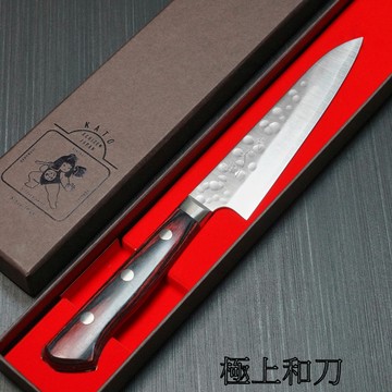 義實 小刀 SG2粉末鋼 槌目 赤黑合板柄 口金付 120mm，150mm KA208 KA209【極上和刀】【日本高品質菜刀】【領券滿額再折千6/30止】