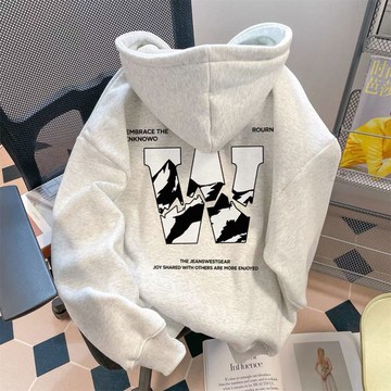 愛依依  帽T 連帽上衣 大學T 學院風 加絨保暖衫 S-3XL秋冬銀狐絨字母印花連帽寬鬆百搭學生上衣外套-9054.