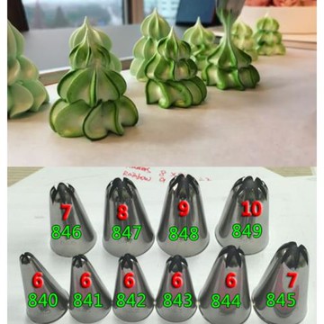 韓國 840 846 847 848 849 蛋白糖圣誕樹彎曲齒形珍妮曲奇裱花嘴