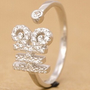 現貨+預購 925純銀戒指 鑲鑽銀飾-文字造型獨特迷人流行母親節生日情人節禮物女配件73ae70【獨家進口】【米蘭精品】