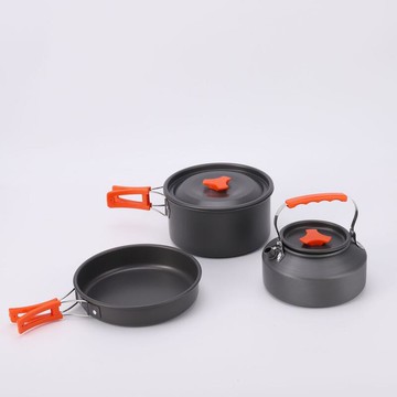 露營鍋具戶外可攜式野炊炊具燒水壺野營燒飯吊鍋餐具爐具用品套裝