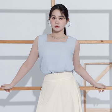 肌理皺皺雪紡方領背心 MISS