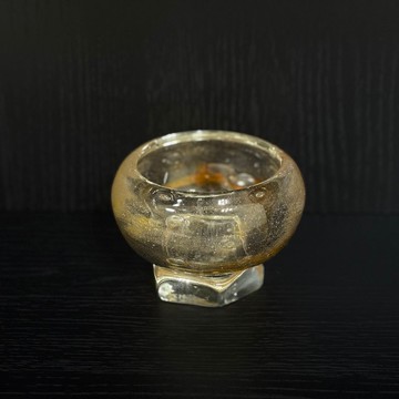 玻璃碗霧黃橘六角足