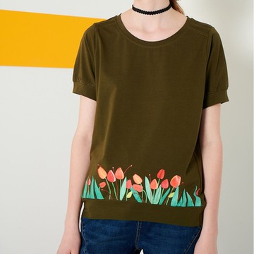 JIN HWA 今譁 詹譁霓 小清新風格棉T上衣 O0621