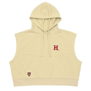 NCAA 連帽背心 哈佛大學 卡其 短版 寬版 連帽 無袖 上衣 女 7222548532