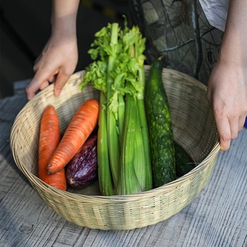 竹編籃帶底座水果籃家用饅頭筐竹制品竹青廚房洗菜籃手工竹編制品