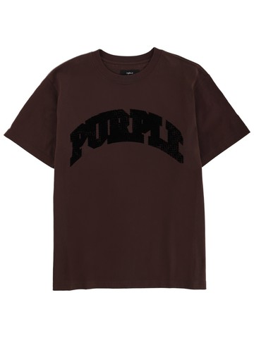 purple brand t-shirt with logo