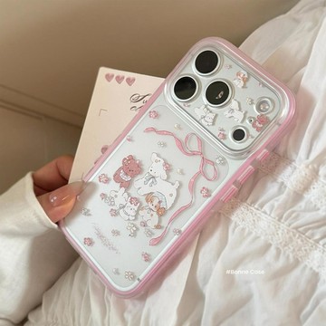 溫柔甜美碎花動物18適用蘋果17pro 手機殼iphone16全包邊框15磨砂
