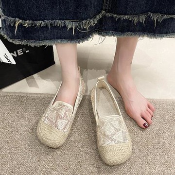 小香民族風布鞋女夏透氣春單鞋亞麻漁夫鞋新款帆布豆豆賴人鞋平底