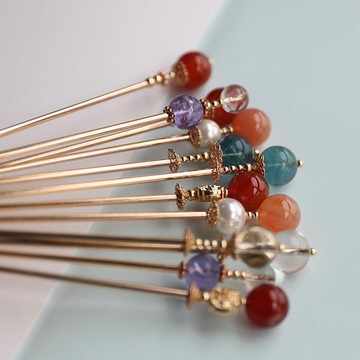 神棍合集 蘭亭別院手工原創天然石簪子裝飾性漢服頭飾盤發配飾