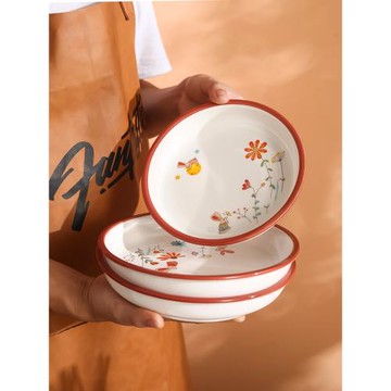 碗碟套裝家用2022新款盤子菜盤陶瓷深盤湯盤創意加厚卡通碗盤組合