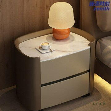 【輕奢巖板】床頭櫃 臥室櫃 儲物櫃 實木櫃 簡約床頭櫃 現代設計感 2025新款 家用臥室收納 雙抽儲物