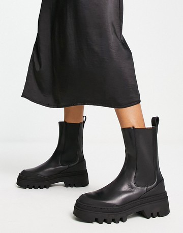& Other Stories leather chunky sole boots in black