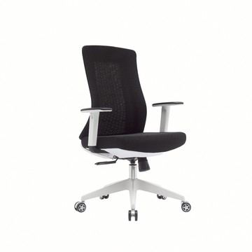 E-home Vortex 2.0 旋流白框中背半網扶手人體工學電腦椅-三色可選黑色