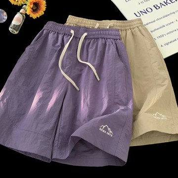 純色亞麻男士短褲夏季冰絲輕薄款速干休閑運動籃球夏天五分中褲子