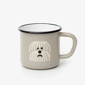 韓國 WARMGREY TAIL 琺瑯馬克杯 長毛狗狗 灰