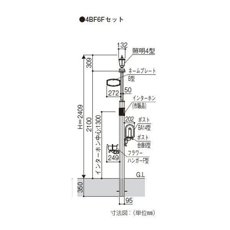 YKKAP シャローネ 機能門柱1型 4VBF6Fセット TMB-1 表札はネームシールとなります 機能門柱 機能ポール 4VBF6F  LINEショッピング