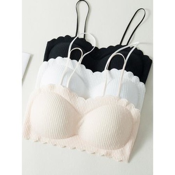 冰絲小胸加厚無痕抹胸女夏季吊帶無痕內衣蕾絲聚攏美背防走光文胸