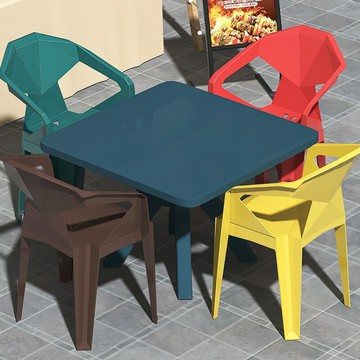 家具 免運可開票 工廠直銷 正方形的桌子椅子塑料一戶外桌椅加厚型庭院戶外陽臺休閑清倉組合 售後保障 出貨快CHAL1008