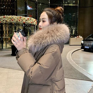 中長款寬松大毛領加厚外套羽絨服