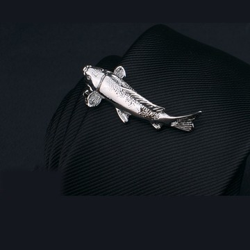 【Laifuu拉福】領帶夾福魚襯衫夾領夾-單領夾(銀色系