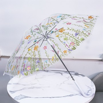 台灣發貨雨傘直桿自動傘花草折疊傘三折自動卡通學生防雨防水0415 F0VO