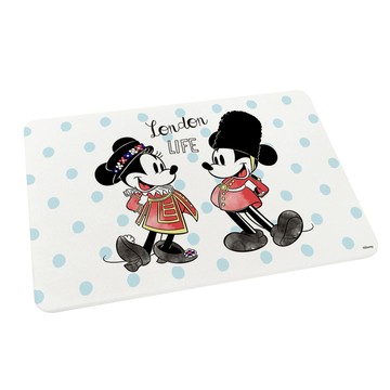 台灣製造 正版授權 迪士尼 米奇米妮 珪藻土吸水地墊-英式風情60*40*0.9cm_廠商直送
