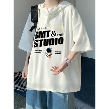 日系cityboy短袖衛衣男款潮牌美式重磅連帽t恤七分袖夏季薄款外套