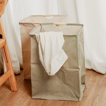 #新年開運 本月新品 【UD LAB】棉麻手提摺疊洗衣籃 兩色售 CB-H05011