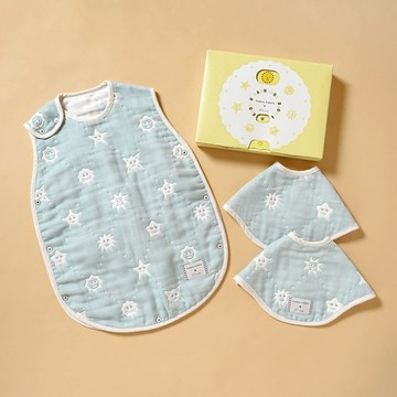 tupera tupera x 10mois 經典六層紗防踢背心圍兜禮盒組