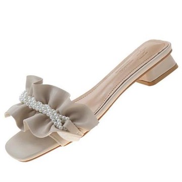 【Taroko】柔軟淺口花圈珍珠方頭娃娃鞋(3色可選)