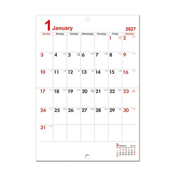 2027年 可掛式月曆